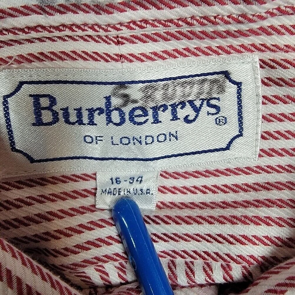 Camisa de vestir de colección Burberry para hombre talla 16 34 roja blanca a rayas preppy corpcore Foto 3 de 4
