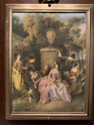 Vintage Kolonial Damen Frauen Stoff Kunst Dekor Holz Plakette C10 - Bild 3 von 12