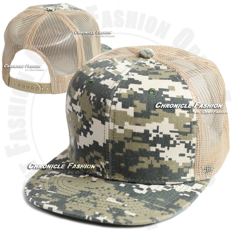 Trucker Hat Mesh Baseball Cap Snapback Adjustable Plain Solid Hip Hop ...