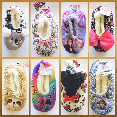Girls Fuzzy Slipper Socks S M L - Koala Trolls Frozen JoJo Siwa Sloth - 第 1/25 張圖片