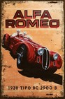 Vintage Alfa Romeo Motor Car Aged Look Advert on New Metal Sign, for Garage Shed
