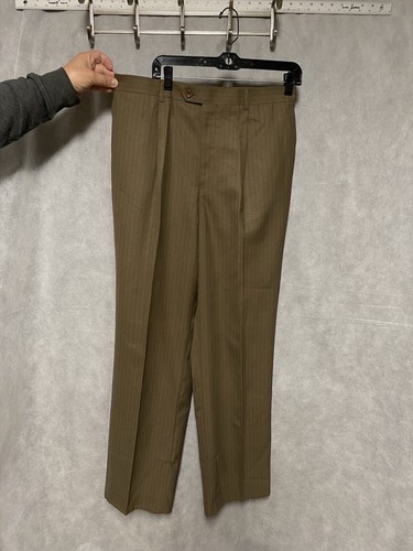 Giorgio Armani Suit Men 44L Brown Gold Stripe 3B Career Office 33x33 Pant Luxury - Picture 17 of 23