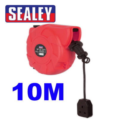 Sealey Tools CRM101 10 m Kabelrolle einziehbares System 1 x 230 V Steckschlüsselverlängerung 
