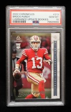 2022 Brock Purdy RC 49ers PSA 10 GEM MT Luminance Update Rookies Chronicles #213