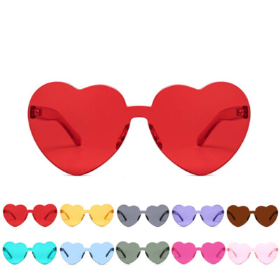 Rimless Heart Shape Sunglasses Transparent Heart Glasses