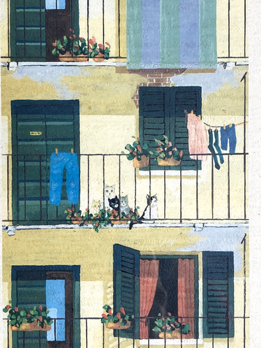 VINTAGE Italian RINGHIERA BALCONY By L. BARTOLINI Signed Framed Print - Picture 3 of 8