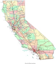 California State MAP GLOSSY POSTER PICTURE PHOTO PRINT road city usa LA SF CA