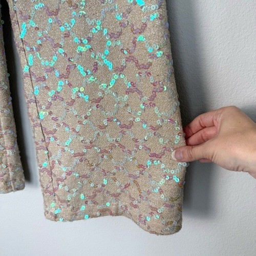 Anthropologie ett:twa Showstopper Sequined Wide Leg Cropped Pants Size 4 Sparkly - Picture 7 of 14