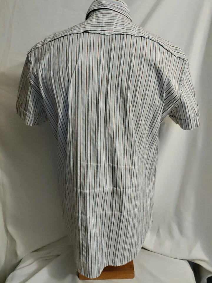 Мужская DIESEL хлопок полиэстер белая полосатая рубашка рукав Western рубашка XXL новый без ЯРЛЫКОВ - Изображение 3 из 4