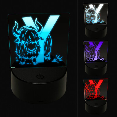 Animal Alphabet Letter Y for Yak 3D Illusion LED Night Light Sign Lamp