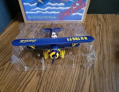 VTG Coca Cola Die Cast 1931 Strearman Bi-plane Polar Bear 1:38 Scale Bank READ