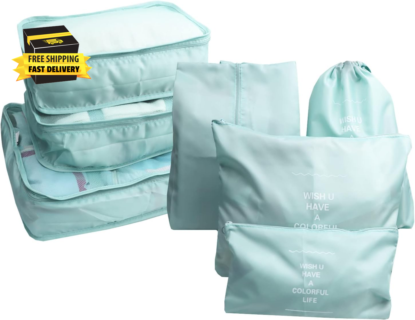 7 Pack Packing Cubes for Suitcases, Travel Luggage Packing Organizers Bags, Carr