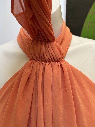 Carla Zampatti Orange Ruched dramatic draped dress Sz 10 - Picture 5 of 12