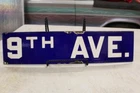 Vintage Original Porcelain 9th Ave Cobalt Blue Street Sign