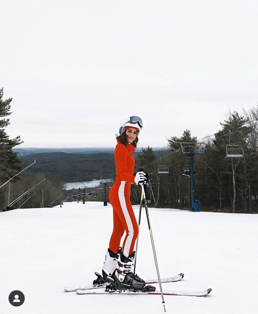 red ski jumpsuit