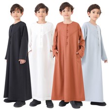 Kids Boys Islamic Muslim Arab Robes Jubba Abaya Thobe Kaftan Turkey Dishdash New