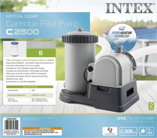 Intex 28633EG 2500 GPH Above Ground Swimming Pool Cartridge Filter Pump System - Picture 4 of 5