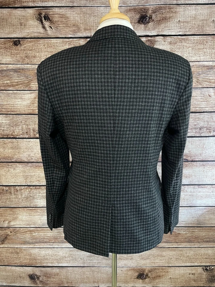 Шерстяной блейзер Emporio Armani Green Line размер 42 серый клетчатый Италия - Изображение 3 из 4