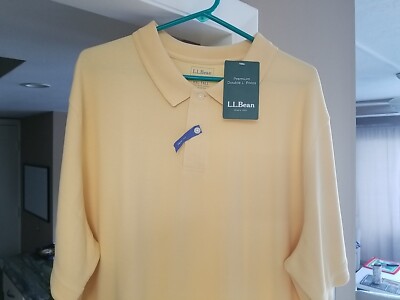 NWT L.L. Bean Premium Double L Polo Shirt Mens XXL Tall Trim Fit Mustard Yellow