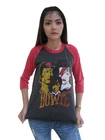 David Bowie Changing Image Rock Music Raglan T-Shirt Womens Size Small Bunny