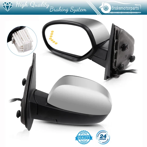 Pair Chrome Mirrors For 2007-2013 Chevy GMC Power Heated+Arrow Lamp+Turn Signal