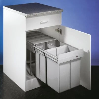Wesco Bio-Trio-Maxi 40DT Trenta 5, 3 Compartiments, Poubelle Encastrée, Alu Gris - Photo 1/2