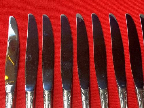 Oneida Silverplate Affection Dinner Dessert Knives 8 3/4” Set Of 12 - Picture 10 of 12