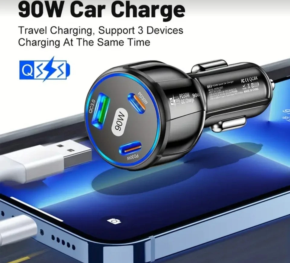 Cargador Coche Ultra Rápido 90W USB C Foto 3 de 4