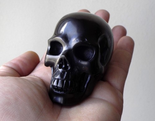 High Quality Natural Black Obsidian Carved Crystal Skull 2" - Picture 7 of 9