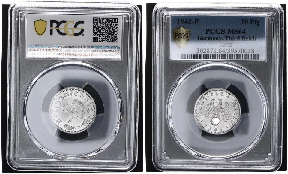 3. Reich 50 Pfennig 1942 F J.372 Aluminium PCGS MS64  Stempelglanz    116046 - Bild 1 von 1