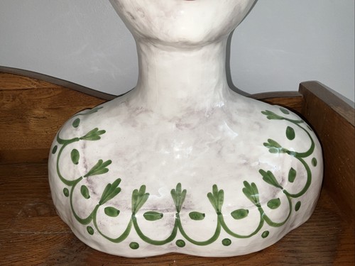 SCULTURA ORCHOW DONNA FIORIERA RITRATTO GRANDE CERAMICA ITALIANA MODERNISTA 16 POLLICI - Foto 3 di 7