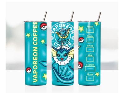 Vaporeon 3D Coffee 20oz Skinny Tumbler
