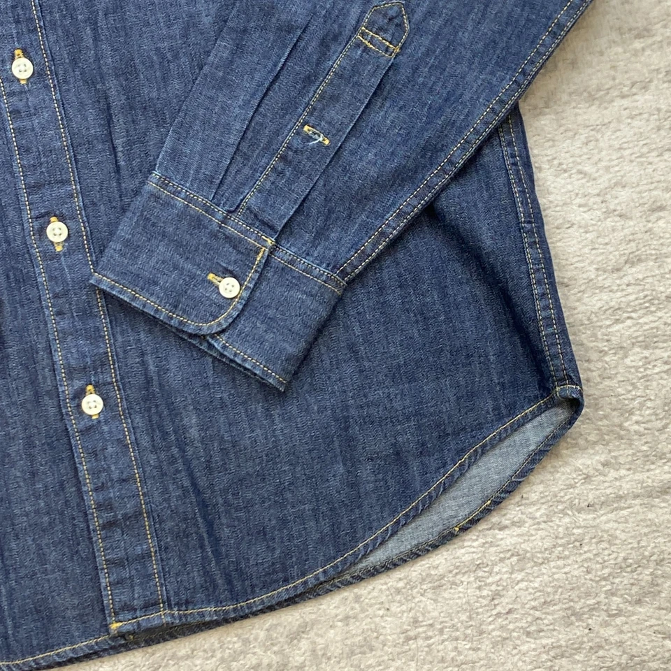 Camisa J Crew Denim Abotonada Mediana Azul Exterior Vestido Preppy Algodón Informal Para Hombres Foto 2 de 4