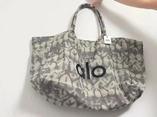 ALO Yoga Gray Tie-Dye Canvas Cotton Large Tote Bag For Travel & Gym Carry-NWT