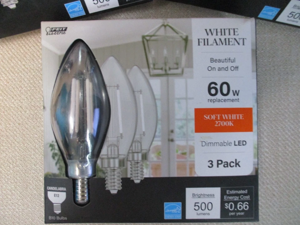 Feit Electric 60W Equivalent White Filament LED Light Bulb 3/pack, 3 Packs - Image 2 of 4