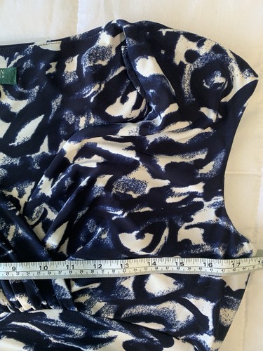 Lauren Ralph Lauren Dress Womens 8 Navy Blue Geometric Print Faux Wrap Pull On - Picture 6 of 10