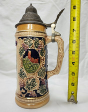 Gerz Germany Der Rhein Rhineland Map Lidded Beer Stein Breweriana