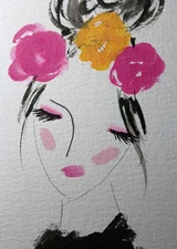 Aceo Original Mixed Media Art Flower