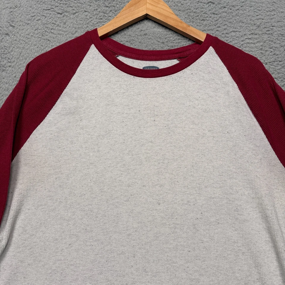 Camisa Térmica Antigua Azul Marino Para Hombres XL Blanca Roja Bloque de Color Tejido Waffle Manga Raglán Foto 3 de 4