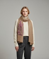 Jaitush Embossed Embroidery Wool Scarf, Brown SJ1626.60