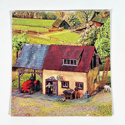 Vintage 1960s HO Scale Farm Diorama Display Card Faller Kibri Model Railroad