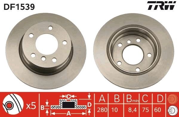 2 X Bremsscheibe TRW DF1539 FüR BMW 3Er 3Er Coupe-image