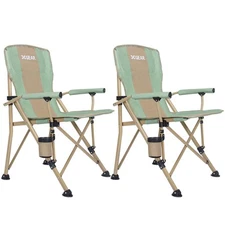 2pcs Camping Chair with Padded Hard Armrest Sturdy Folding Camp Chair with C...