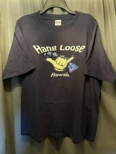 Vintage Hang Loose Hawaii Anvil Surfing Shirt Blue Size Extra Large Surf Beach