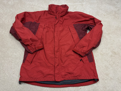 Aigle Jacket Mens Extra Large Red Full Zip Coat Lined Collapsible Hood