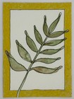 Original ACEO Watercolor & Pen Leaf Branch with Gold Border by BreyhaArt — photo 1