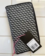 NWT RAPHA Cycling Transfer Wallet in Interwoven Black/Grey Leather