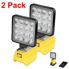 2 Pack 60W 20V LED Work Light Flashlight for De walt 20V Battery with USB Output