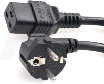 Power Cord Right Angle Euro Schuko Male to IEC320 C19 Female 16A 250V 3 Prong Ca