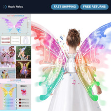 Electric Fairy Wings for Girls - LED Light Up Butterfly Wings with Music, Kids'
